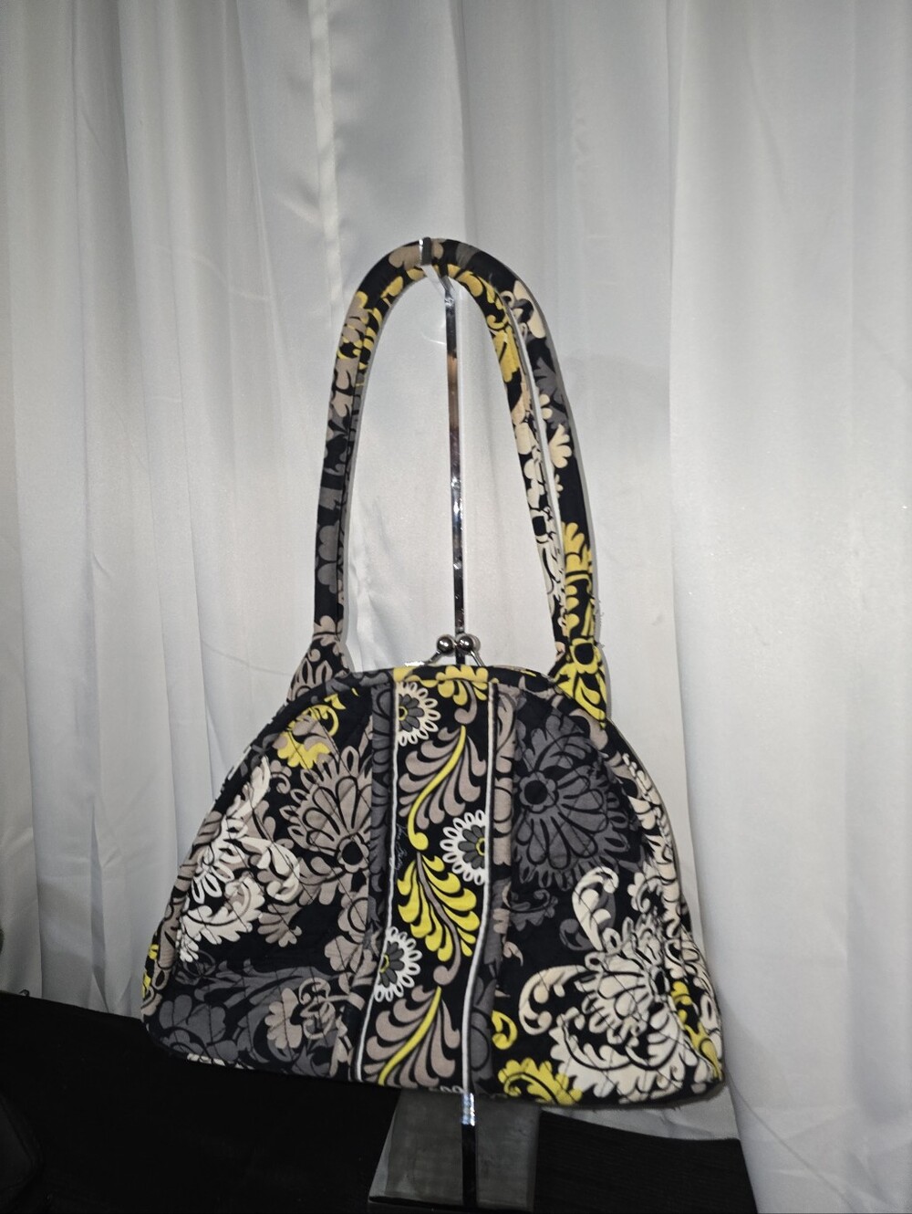 Vera Bradley Kisslock  Shoulder Bag in Black, Gray & Yellow